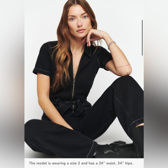Reformation NWT Cassidy denim jumpsuit size 4 black - Picture 6 of 13